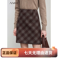 AMIIAmii含綿羊毛A字裙25秋冬英倫風(fēng)格子毛呢高腰A字短裙半身 均碼16068AM
