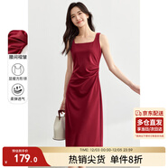 尚都比拉法式高級感連衣裙女秋季赫本風(fēng)長(cháng)款氣質(zhì)A字裙抽褶收腰顯瘦背帶裙