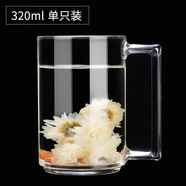 希諾（heenoor）家用鋼化玻璃杯帶把透明辦公室綠茶杯男士泡茶杯子喝水杯 A-320ML_單只【鋼化玻璃杯_牢固結實(shí)_不易碎