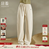 日著(zhù)設計師女裝2025秋季新款運動(dòng)休閑寬松顯瘦高級窄版直筒長(cháng)褲子 米白加厚款 S