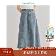 茵曼（INMAN）100%純棉法式牛仔半身裙2025夏女裝新款氣質(zhì)顯瘦中高腰A字裙子 淺牛仔 M