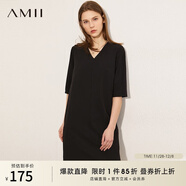 AMII女裝2025極簡(jiǎn)時(shí)尚通勤chic感V領(lǐng)H型連衣裙夏季新款寬松中 黑色 2XL 175/96A