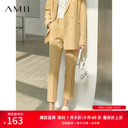 AMII女裝2025職業(yè)西服套裝女夏季新款休閑外套時(shí)尚西裝兩件套 鵝黃(西褲) L (165)