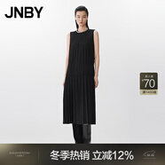 JNBY/江南布衣25春連衣裙優(yōu)雅風(fēng)琴百褶無(wú)袖圓領(lǐng)寬松H型長(cháng)裙5P3G12910 001/本黑 L