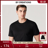 By Creations柏品彈力圓領(lǐng)短袖t恤男士夏季基礎款商務(wù)通勤時(shí)尚百搭休閑透氣T恤 黑色 L
