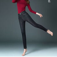 俞兆林（YUZHAOLIN）高腰牛仔小腳褲女2025秋冬新款加絨加厚彈力修身外穿鉛筆牛仔褲 黑色九分【春季 上新】 26 【1尺9腰圍 適合85-90斤】