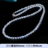 靈菲藍月光石項鏈女藍光月亮石珠子串珠白色水晶頸鏈吊墜毛衣鏈配飾 珠徑約5mm