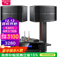 山水（SANSUI） FK-101家庭ktv音響 K歌套裝 卡拉ok 大功率功放 家用卡包音箱 家庭影院 點(diǎn)歌機唱K設備12吋 黑FK101五喇叭+功放+U段麥