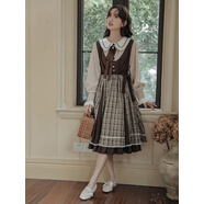 jk連衣裙森女日系部落春秋復古假兩件Lolita連衣裙可愛(ài)甜美學(xué)院風(fēng) 圖片色 S