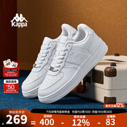 KAPPA卡帕男鞋板鞋男冬季新款厚底小白鞋子男百搭休閑鞋情侶跑步運動(dòng)鞋 鷺羽白 40