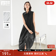 對白氣質(zhì)高級感無(wú)袖襯衫連衣裙女2025夏新款優(yōu)雅通勤顯瘦黑色裙子 氣質(zhì)黑 L