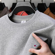 Tommy Hilfiger美國tommy湯米男士衛衣春秋季新款純棉休閑刺繡長(cháng)袖百搭t恤上衣 淺灰色 S 建議80-100斤