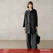 顏域（YANYEE）【100%羊毛】顏域灰色毛呢外套女2025新款冬季中長(cháng)翻領(lǐng)雙面呢大衣 灰色 XXL/44