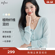 伊芙麗（eifini）蔣欣代言亞麻透氣舒適系帶薄款防嗮罩衫針織開(kāi)衫2025新小衫 藍色 S 80-110斤