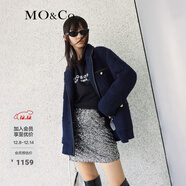 MO&Co.小香風(fēng)西裝權力外套羊毛混紡休閑西裝夾克外套女呢子外套 藍黑色-第2批 L 170
