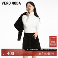 VEROMODA半身裙2025秋冬新款蝴蝶金屬裝飾A字短款皮裙325111016 黑色 XL