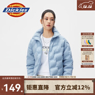 dickies羽絨服 全身壓印印花羽絨服 保暖外套上衣DK010807 淺灰藍 L 充絨量:169g