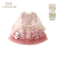 凡獵VOONLIE女童小香風(fēng)連衣裙冬裝兒童公主背心裙寶寶一周歲禮服冬季