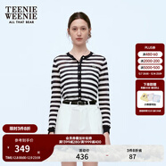 Teenie Weenie小熊針織開(kāi)衫女夏季輕薄微透空調衫針織開(kāi)衫短外套 撞色 XS