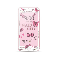 藍彩和適用蘋(píng)果8plus/7p卡通鋼化膜6p/6sp軟邊手機膜4s/5s不碎邊屏幕保護貼SE2/3可愛(ài)大耳狗彩膜防摔全屏 眨眼ellokitty iphone4