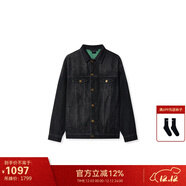 VETEMENTS復古做舊風(fēng) 秋冬款立體壓花LOGO高端休閑牛仔夾克潮流痞帥外套 黑色 M