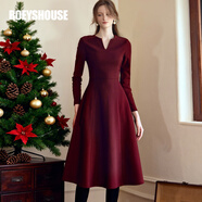ROEYSHOUSE圣誕專(zhuān)供款|羅衣紅色針織連衣裙女冬優(yōu)雅簡(jiǎn)約打底大擺中長(cháng)裙09737 安可拉紅 XL