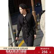 獨束大碼女裝針織連衣裙女秋冬新款休閑百搭復古顯瘦打底長(cháng)裙 黑色 XL （尺碼：3）