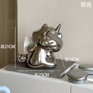 語(yǔ)森憶林與侘寂風(fēng)陶瓷紙巾盒ins抽紙盒高級感家用客廳茶幾桌面裝飾擺件 獨角獸陶瓷紙巾盒（銀色）