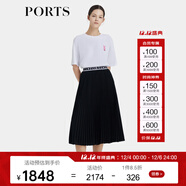 PORTS寶姿商場(chǎng)同款早春新品女裝ROBBI聯(lián)名顯瘦百褶裙SP8S004HWP024 黑色 XS (2)