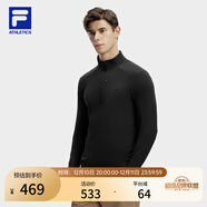 FILA 斐樂(lè )官方【黃景瑜同款】男裝針織衫戶(hù)外運動(dòng)立領(lǐng)長(cháng)袖T恤 深黑-BK L (175) 96A