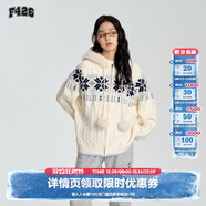 F426官方店國潮牌秋季新款情侶高級慵懶連帽毛領(lǐng)費爾島毛衣 米白色 S
