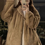 俞兆林（YUZHAOLIN）羊羔毛連帽服外套女2025秋冬季新款加厚寬松毛絨毛茸茸保暖仿皮草 摩卡色 L