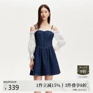 VEROMODA 連衣裙女2025夏季新款牛仔雪紡拼接修身A字裙子325242005