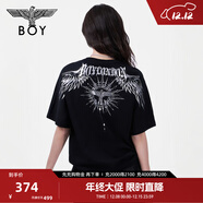 BOY LONDON【暗黑羅盤(pán)】夏情侶款短袖權杖印花炸街潮牌T恤N01906 黑印銀N01906 經(jīng)典升級款 XL