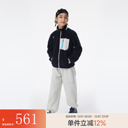 onmygame【彩殼褲】?jì)和\動(dòng)長(cháng)褲男童女童休閑戶(hù)外束腳防潑水褲子 暗夜黑外套+云霧灰褲子 170