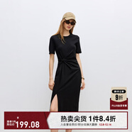 ONLY夏季時(shí)尚休閑長(cháng)款開(kāi)叉收腰顯瘦連衣裙女|124261004 H1Z 黑色 S