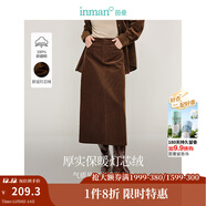 茵曼（INMAN）2025秋冬女裝新款簡(jiǎn)約百搭燈芯絨半身裙中高腰顯瘦全棉直筒裙 咖啡色 M
