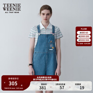 Teenie Weenie小熊夏裝學(xué)院風(fēng)休閑背帶褲復古韓版牛仔褲短褲女 淺藍色 L (170)