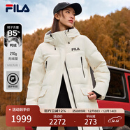 FILA 斐護科技|斐樂(lè )官方女裝長(cháng)款羽絨服舒適保暖連帽外套 云菇白-WT XL 175/92A