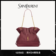 YSL圣羅蘭【24期免息】女士JAMIE SHOPPING中號羊皮革托特包 酒紅色 U