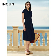 恩裳恩裳專(zhuān)選夏季明線(xiàn)裝飾襯衫牛仔連衣裙 藏藍 M