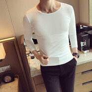 凡迪時(shí)尚夏季純色修身短袖t恤男士圓領(lǐng)緊身上衣白色男裝打底潮牌體恤潮流 白色9001 M