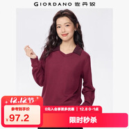 佐丹奴衛衣女裝秋冬新款霧彩色時(shí)尚撞色V字翻領(lǐng)套頭上衣05325807