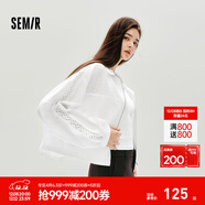 森馬（Semir）外套女秋短款蕾絲寬松蝙蝠袖棉麻立領(lǐng)2025新款甜美小清新夾克 本白10102 S