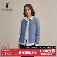 POLOWALK麻花針織開(kāi)衫女春秋季新款保羅女裝氣質(zhì)休閑絞花毛衣外套長(cháng)袖線(xiàn)衣 藍色【新款】 S (155)
