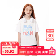 ELLE KIDS 清倉促銷(xiāo) 純棉圓領(lǐng)休閑風(fēng)夏季新款男女兒童通用印花字母短袖T恤 白色 110/120