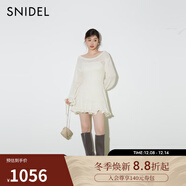 SNIDEL2025秋冬新品圓領(lǐng)鏤空木耳邊花苞袖針織連衣裙SWNO254313 象牙白 均碼 （F）