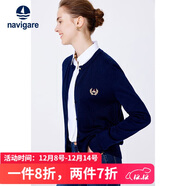 Navigare意大利小帆船女針織衫春秋圓領(lǐng)小開(kāi)衫毛衣外套2334092061 藏青 XL
