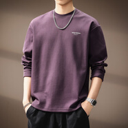 AEMAPE高端2025秋季新款潮字母印花長(cháng)袖T恤男美式覆古簡(jiǎn)約寬松休閑衛衣 深紫色 M 適合110-130斤