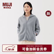無(wú)印良品（MUJI）女式長(cháng)毛抓絨拉鏈連帽衫女外套長(cháng)袖25年冬季新品搖粒絨短外套女裝 淺藍色 XL （165/92A）